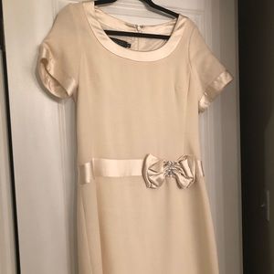 Rickie Freeman Teri Jon Ivory Dress. Wool.